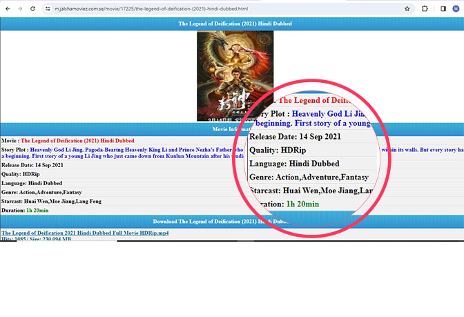 Browse through the movie results and click on the title of your desired movie