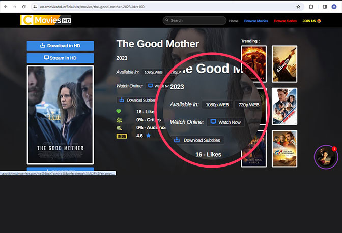 Click on the movie title to access the detailed page