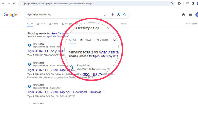 Google search results related to the movie on Filmyhit