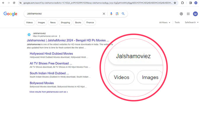 Type jalshamoviez in the search bar and hit enter