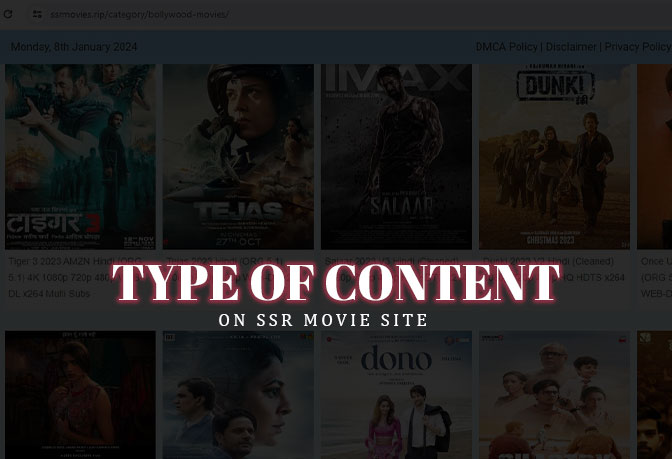 Type of Content on the SSR Movies Website