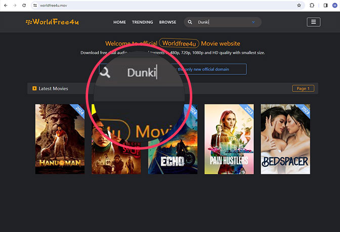 Use the search bar to find the movie you want