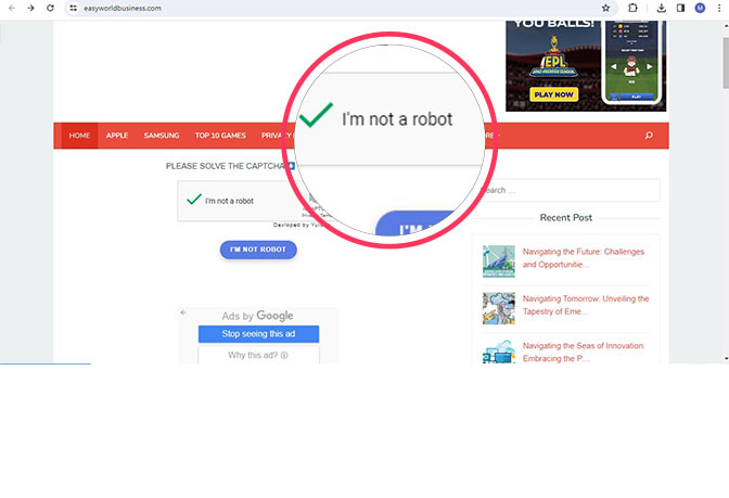 solve the captcha by verifying you are a human